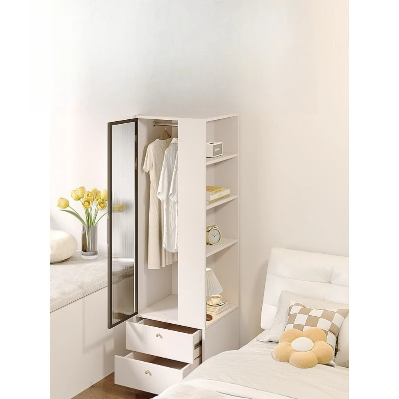 

Кремовый стиль для спальни, ультраузкий однодверный шкаф из массива дерева, прикроватная тумбочка, шкаф для хранения, встроенная прикроватная тумбочка