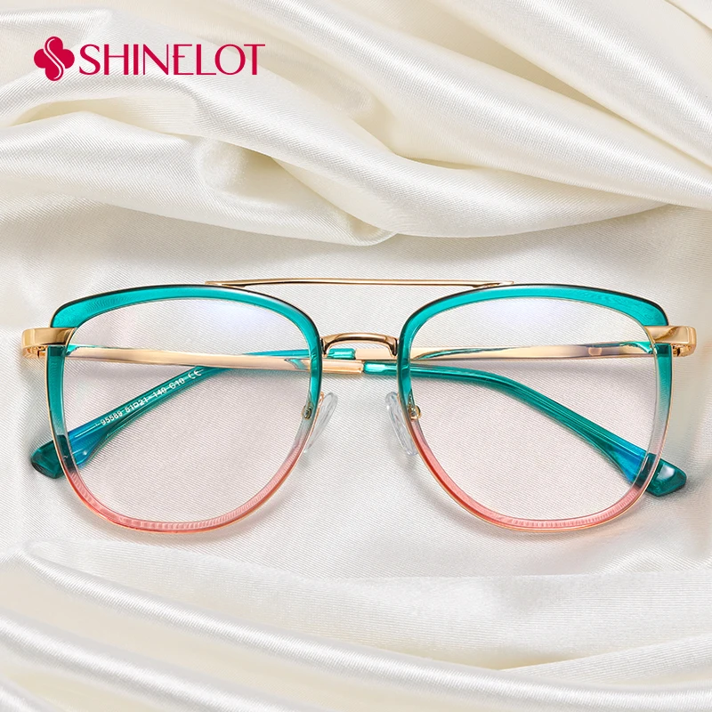 

95589 Women Double Bridge Mixed Color Medical Grade Eyeglasses Frame Female All Face Shapes Glasses Cool Transatlantic Eyewear