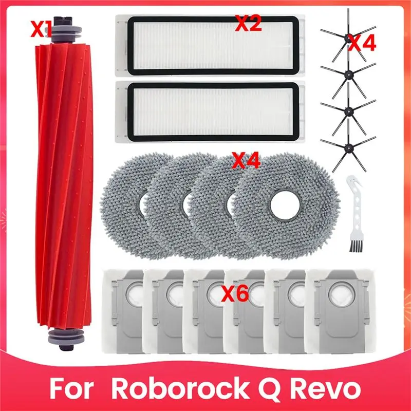 ABGG-For Roborock Q Revo Robot Vacuum Cleaner Main Side Brush Hepa Filters Dust Bags Replacement Parts