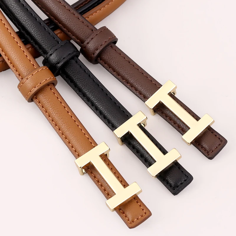 H Versatile Casual Belt 15mm Women‘s Split Leather Belt for dress skirt