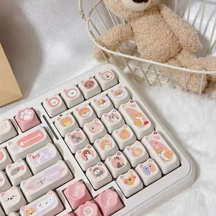 Imagem -05 - Personalizado Bonito Gato e Cão Keycaps Quadrado Keycaps Sublimação Térmica Teclado Mecânico Alice Novo Presente 142 Chaves