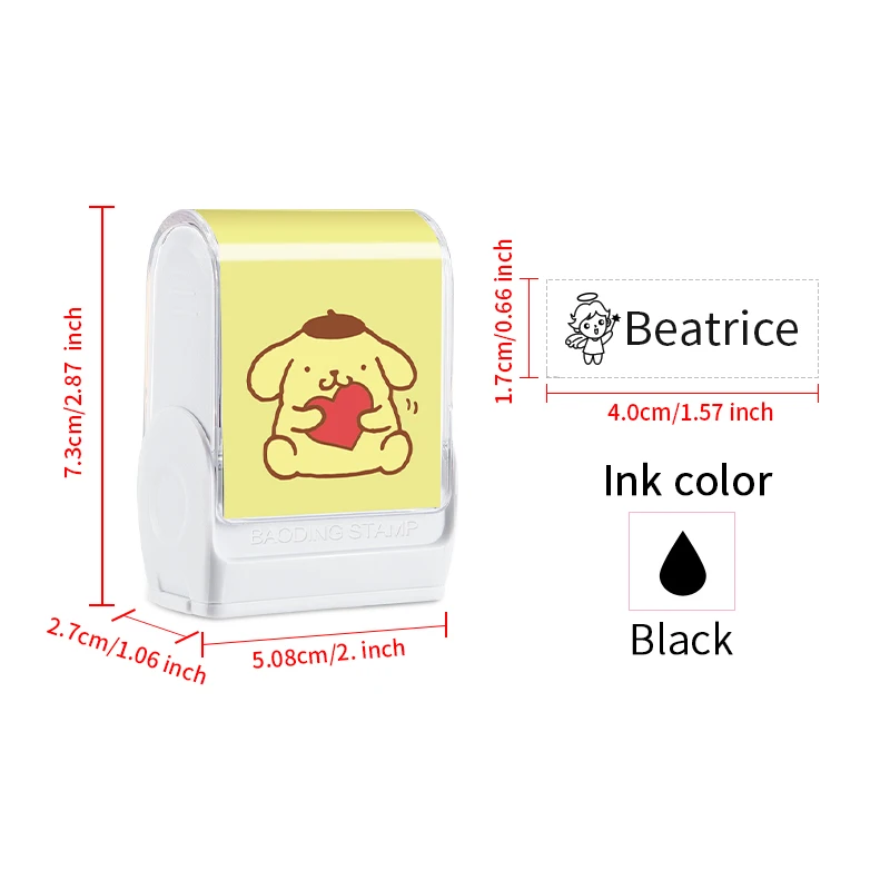 ختم اسم PomPomPurin المخصص - تصميم متين مقاوم للماء وخالي من التلطخ للوازم المدرسية والمنزل وإعطاء هدايا العيد #2