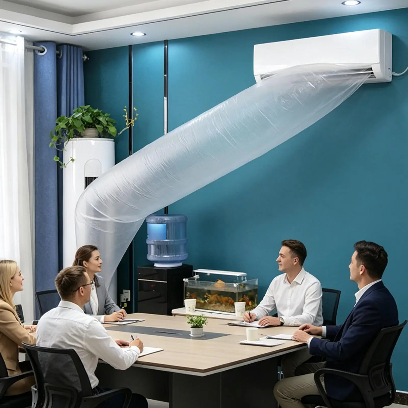 Flexible Cuttable AC Blowing Bag Foldable Extended Flexible bending air duct seal leak proof ac air duct bag noise reduction