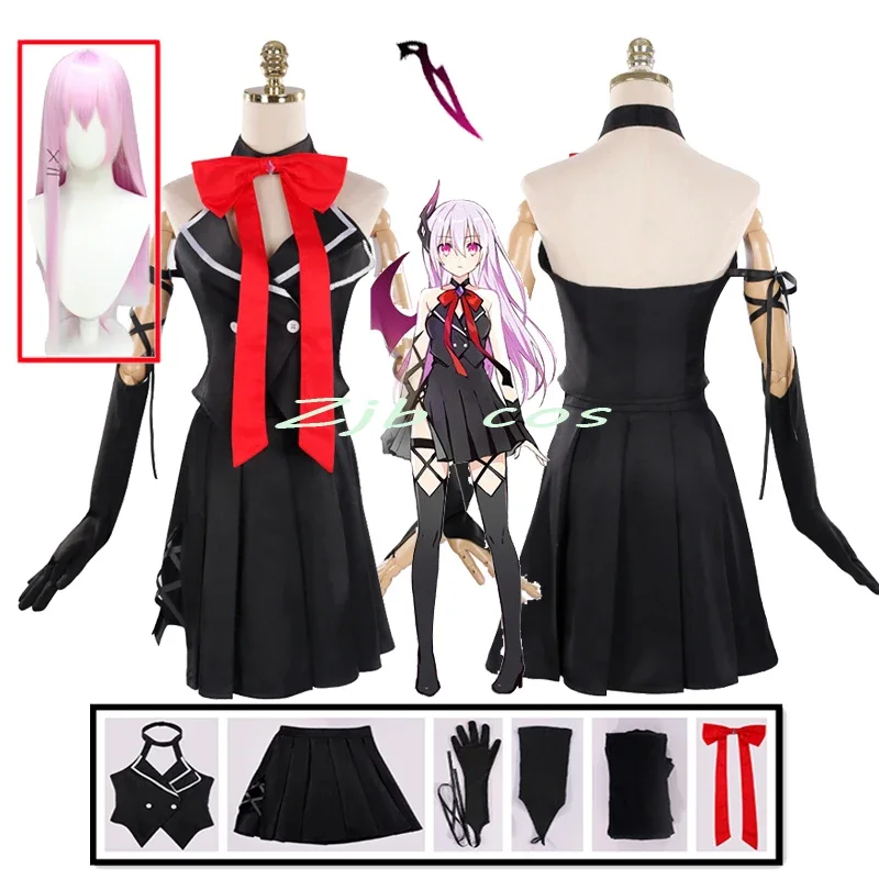 Anime Engage Kiss Cosplay Costume Kisara Cosplay Wig Outfit Black Skirt Suit Uniform With Headwear Stocking Women Girls