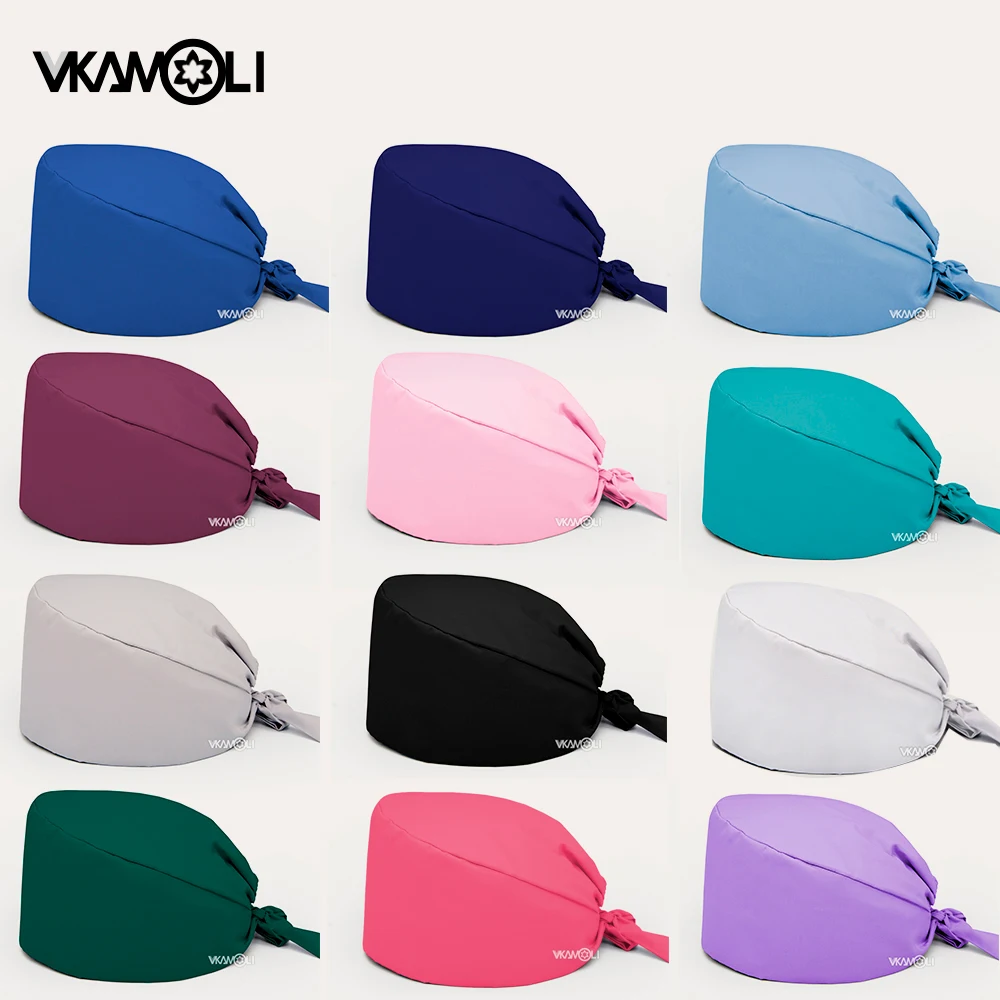 Casquettes de gommage de couleur unie Agence de toilettage pour animaux de compagnie Gommages de travail Chapeaux de travail de beauté Gommages d'allaitement de laboratoire casquette gorro enfermera femmes et hommes
