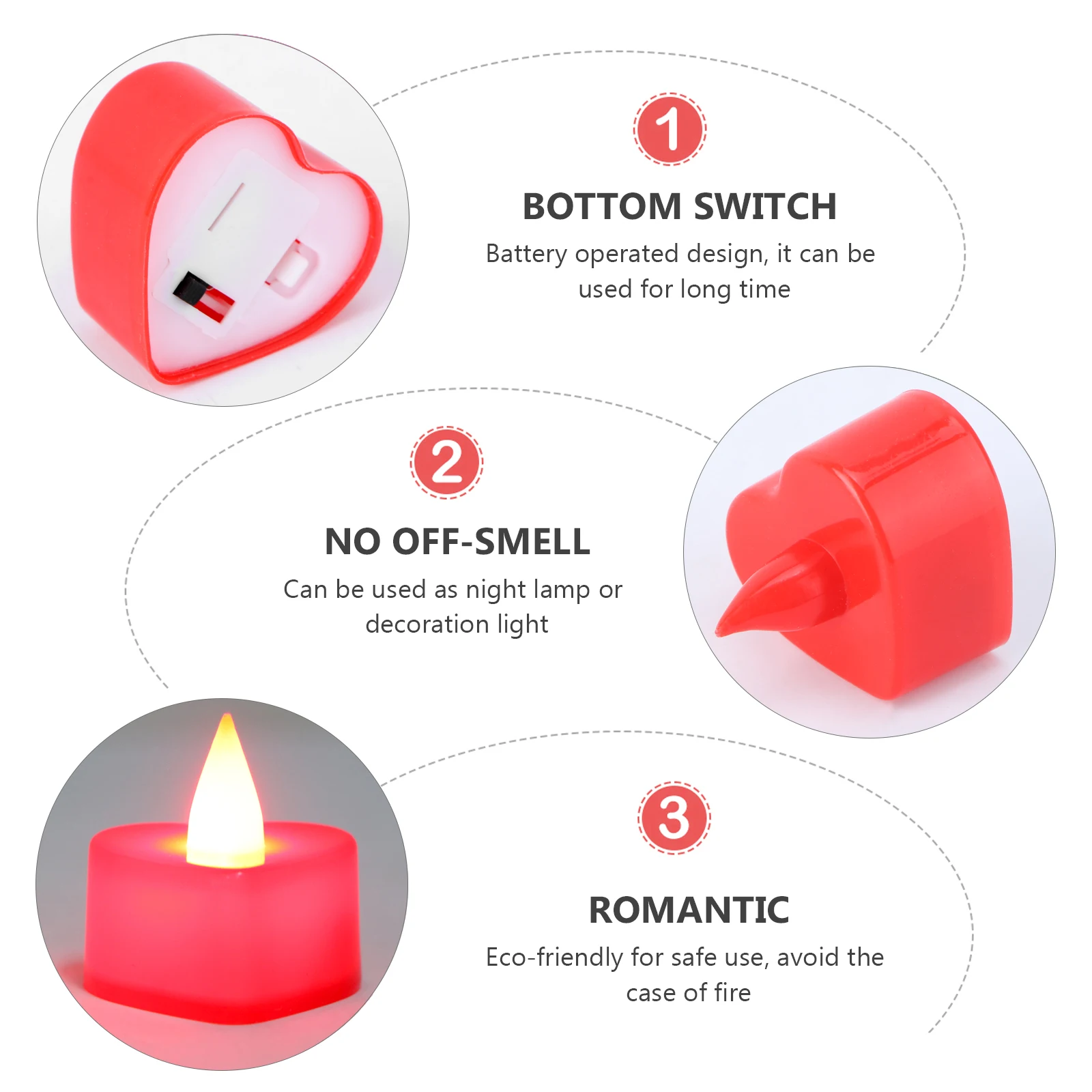 

12 Pcs Heart-shaped Electronic Lamp Light Candles Electric Tealights Flameless Artificial