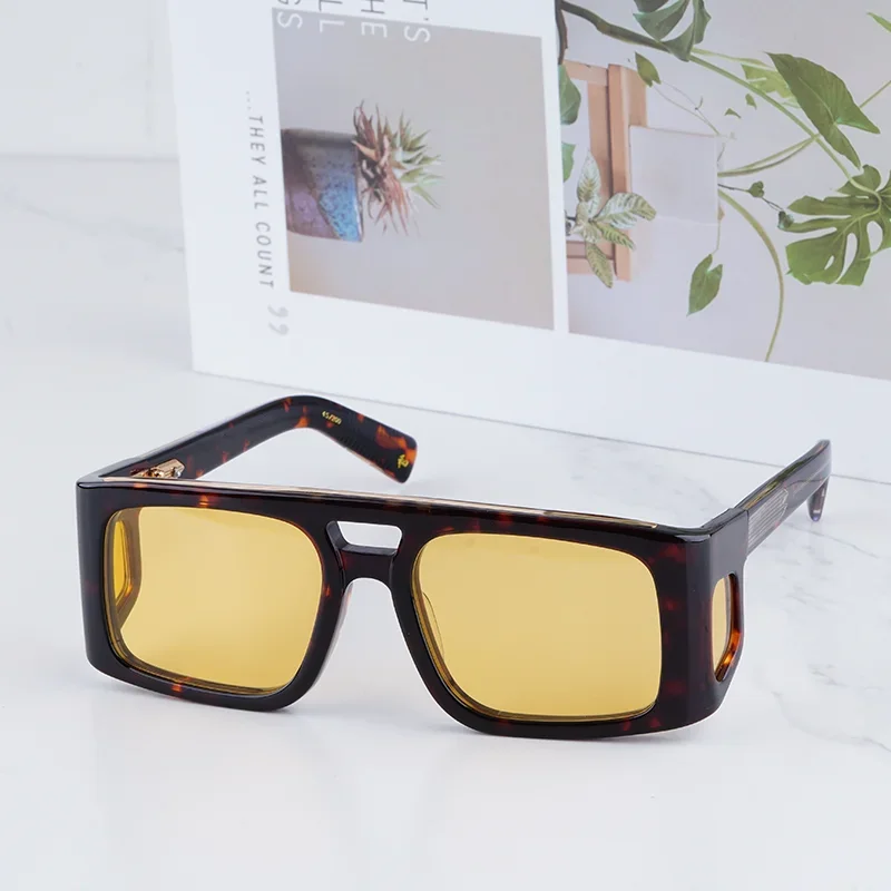 

ASSEN DECADE COLLECTION INS Style Tortoise Pilot Sunglasses for Men Luxury Craft High Street Double Bridge Acetate Solar Gl