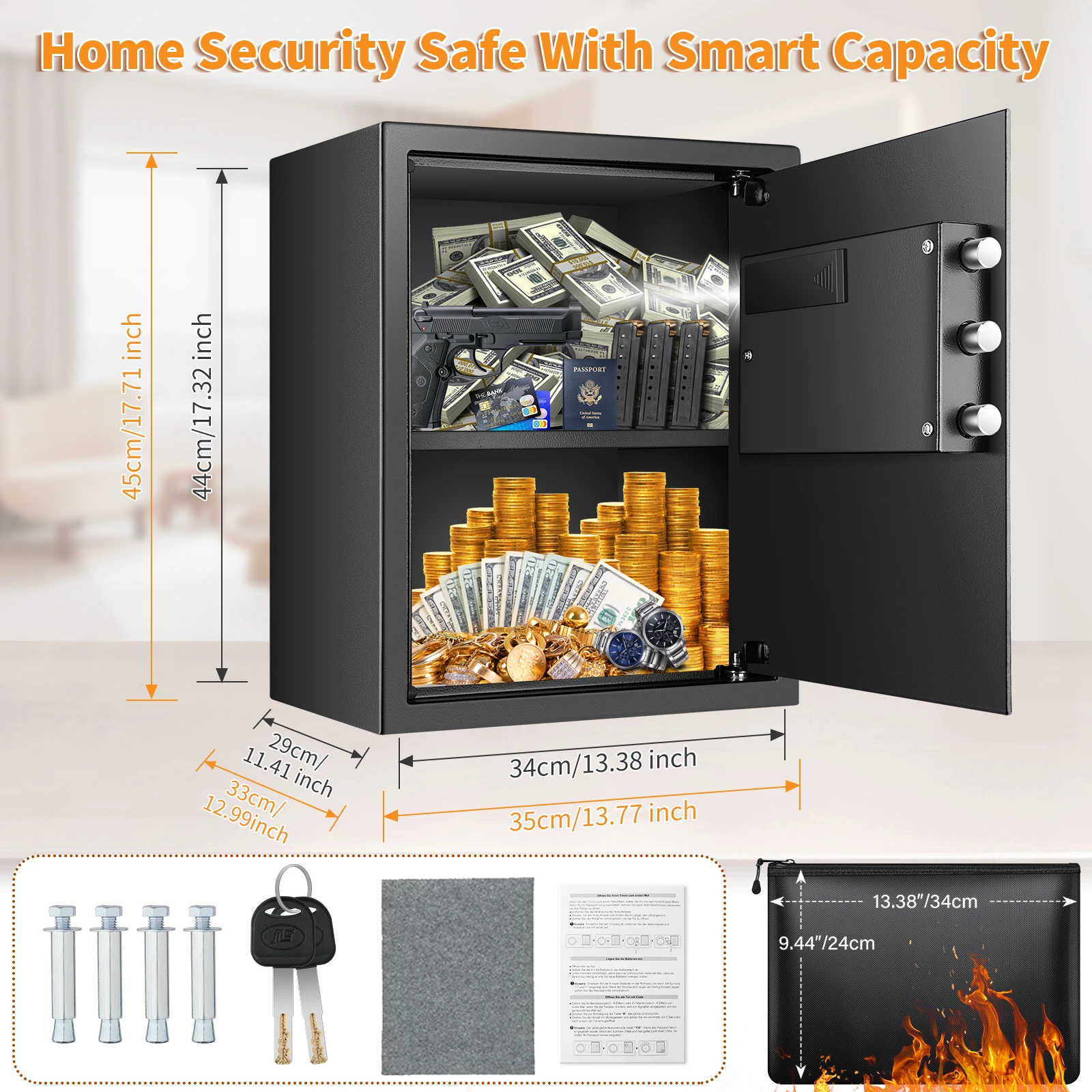 Custom Steel Smart Electronic Digital Lock Safe Box Smart Home or Office Money Storage Safe