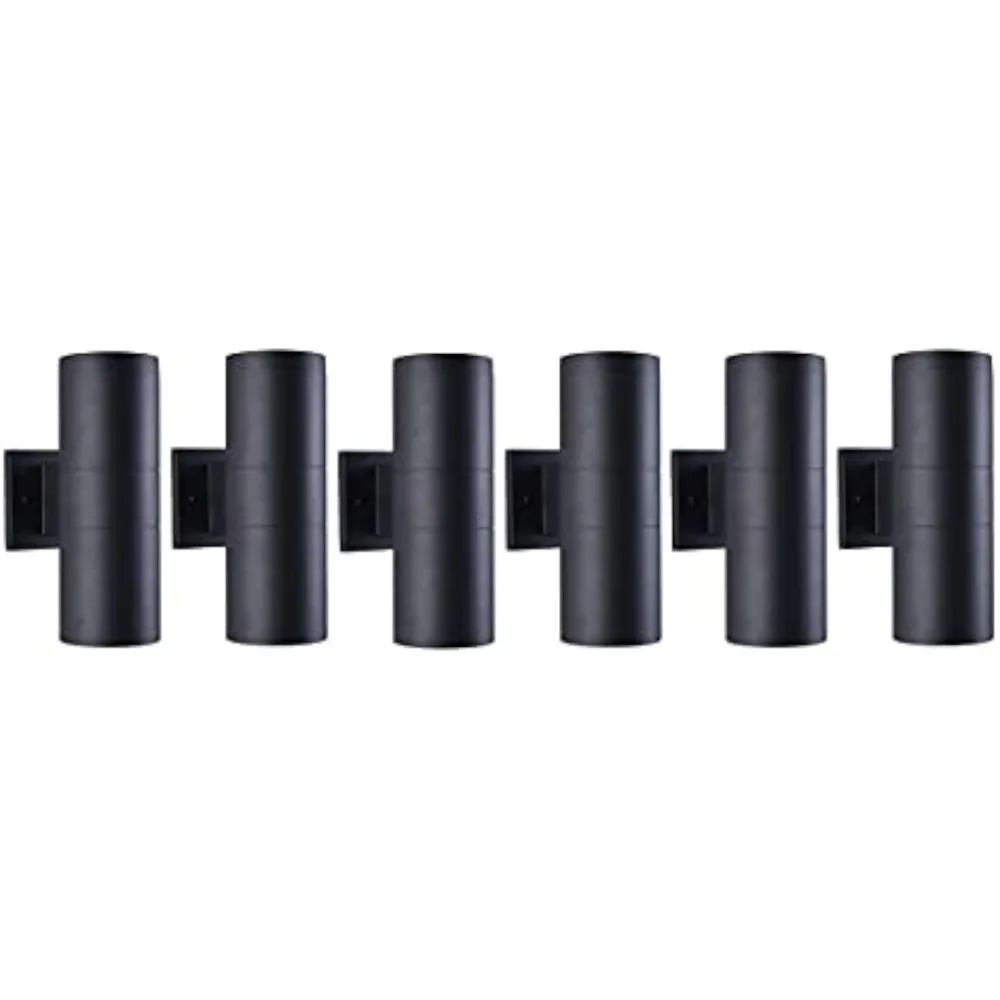 Hot Sale - Modern Outdoor Porch Light Patio Light in 2 Lights with Matte Black Aluminum Cylinder and Tempered Glass Cover