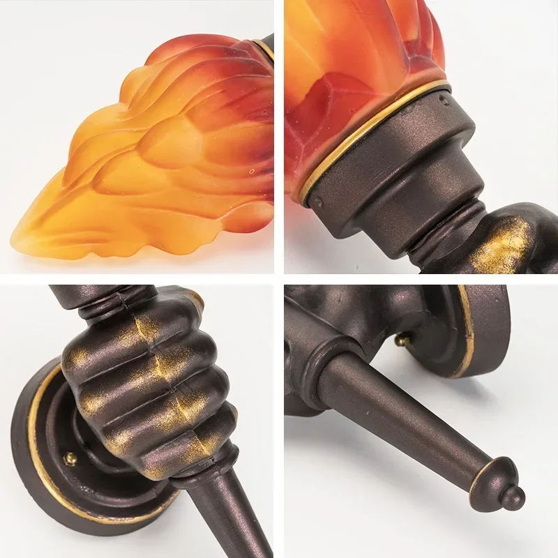 Industrial Simple Wall Lamps Modern Creative Torch Hand  Vintage   for Bathroom Loft Stair Outdoors Lighting Fixture