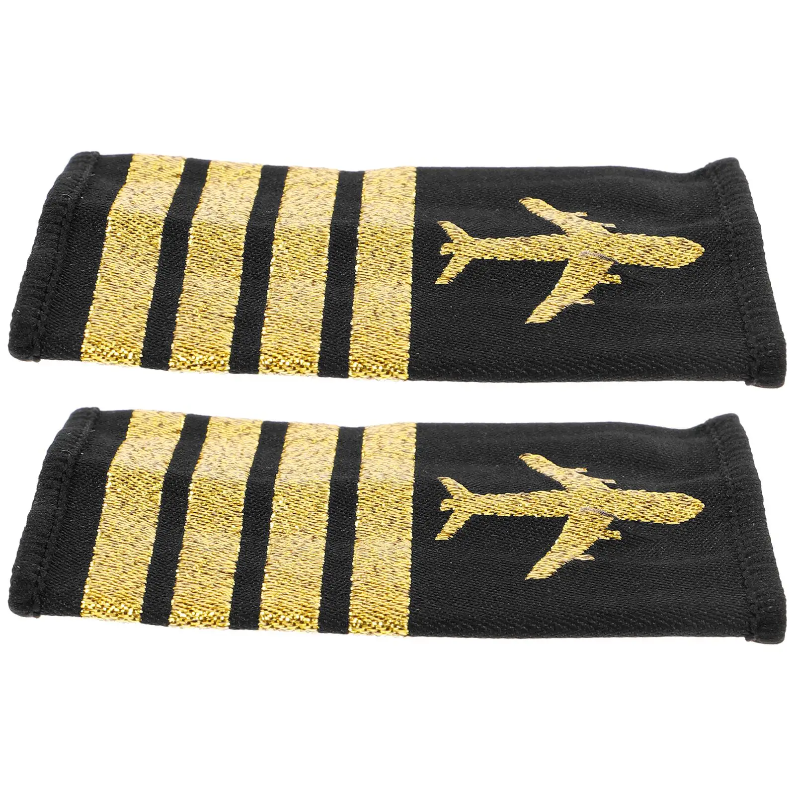 

2 Pcs Pilot's Epaulettes Retro Shoulder Airplane Aviation Accessories Vintage Applique Ribbon Uniform Decorations Ceremony
