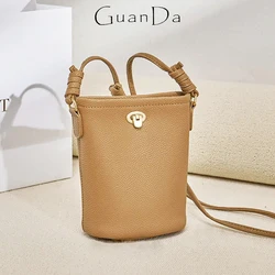 Genuine Leather Luxury Phone Cross body Bag Woman Large Capacity Cowhide Messenger Purse Fashion Casual Custom Name Shoulder Bag