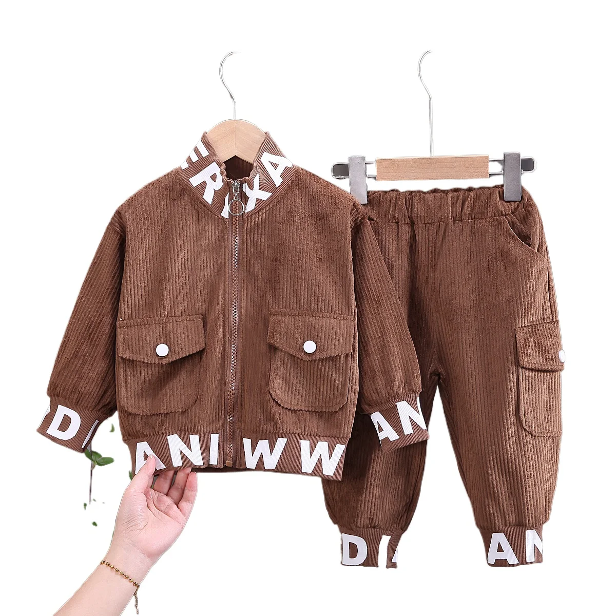 Baby Clothes Sets for Boys 0-5 Years Autumn Velvet Jacket Tops and Pants 2pc Infant Toddle  Zipper Locomotive Coat Costume Suits