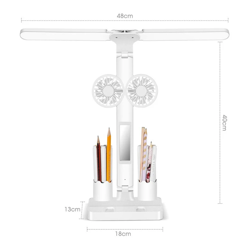 Imagem -06 - Candeeiro de Mesa Recarregável para Study Desk Luz de Leitura Led com Ventilador Led Clock Dispaly Reading Lamp