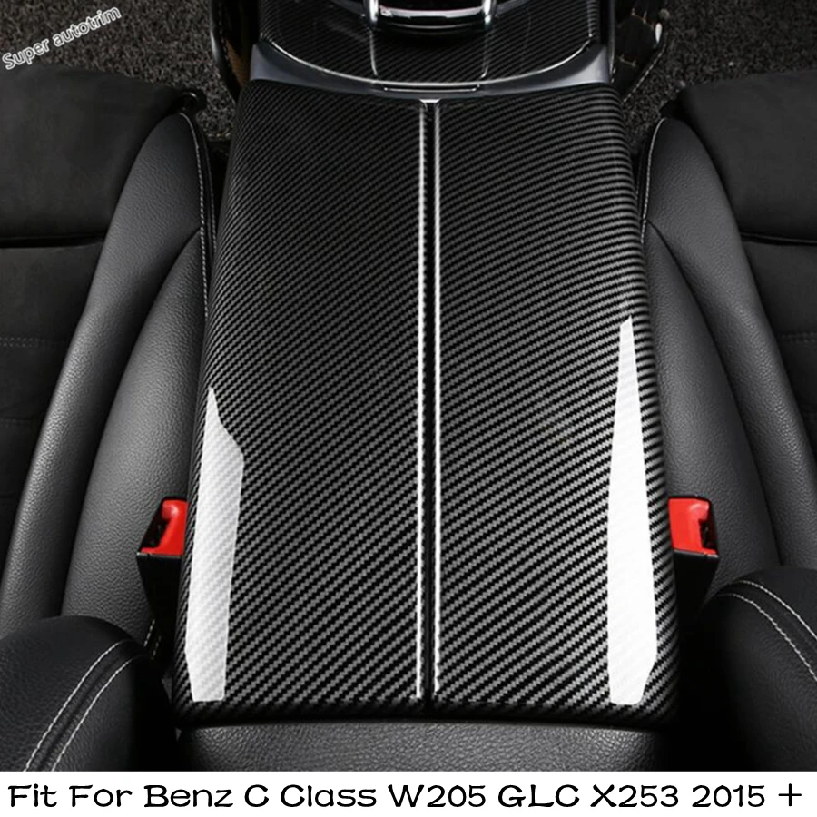 

Center Armrest Box Panel Decoration Cover Trim For Mercedes-Benz C Class W205 GLC X253 2015 - 2021 Carbon Fiber Look Accessories