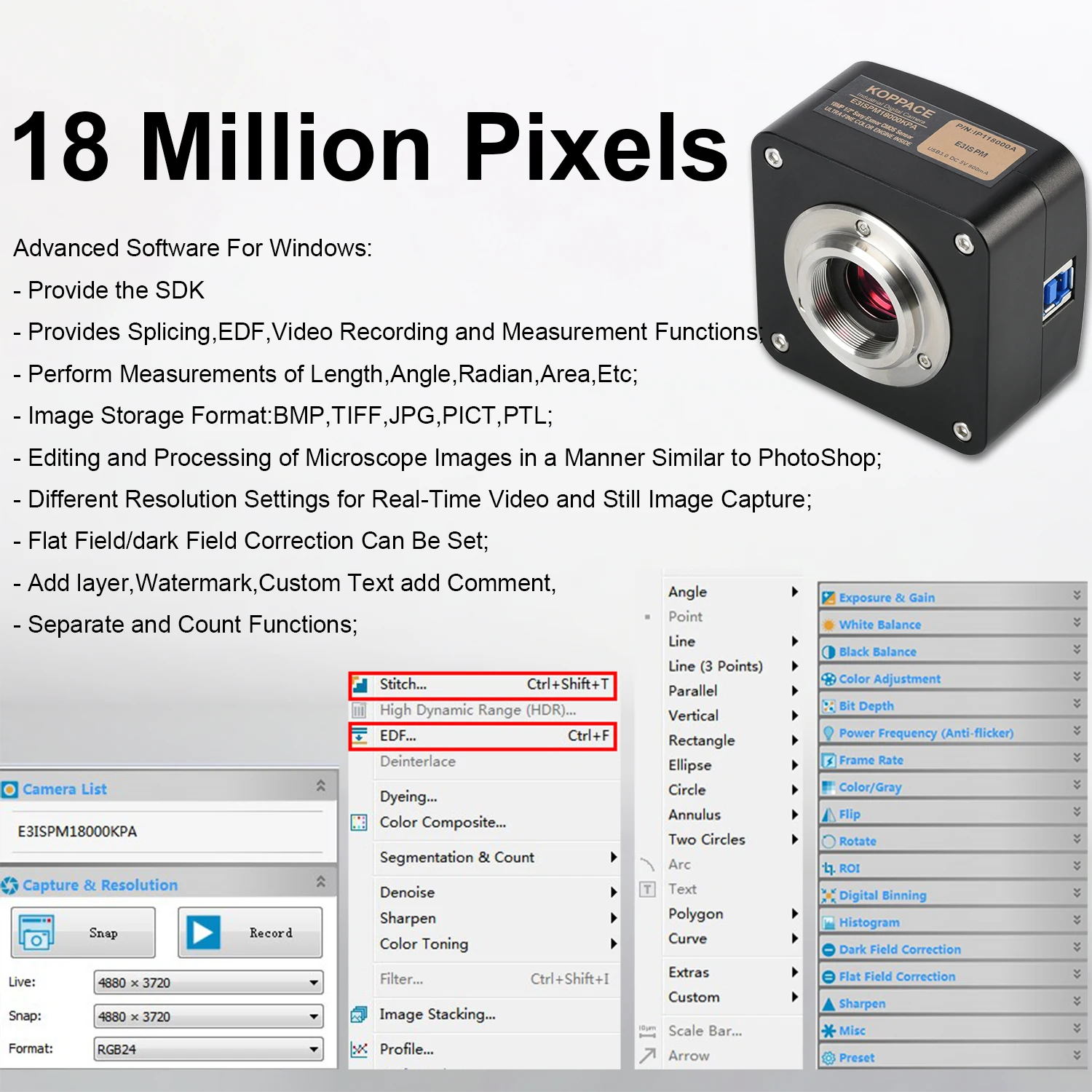 KOPPACE 174X-1745X Light-Dark Field Inverted Electron Microscope 18 Million Pixels Polarization Observation