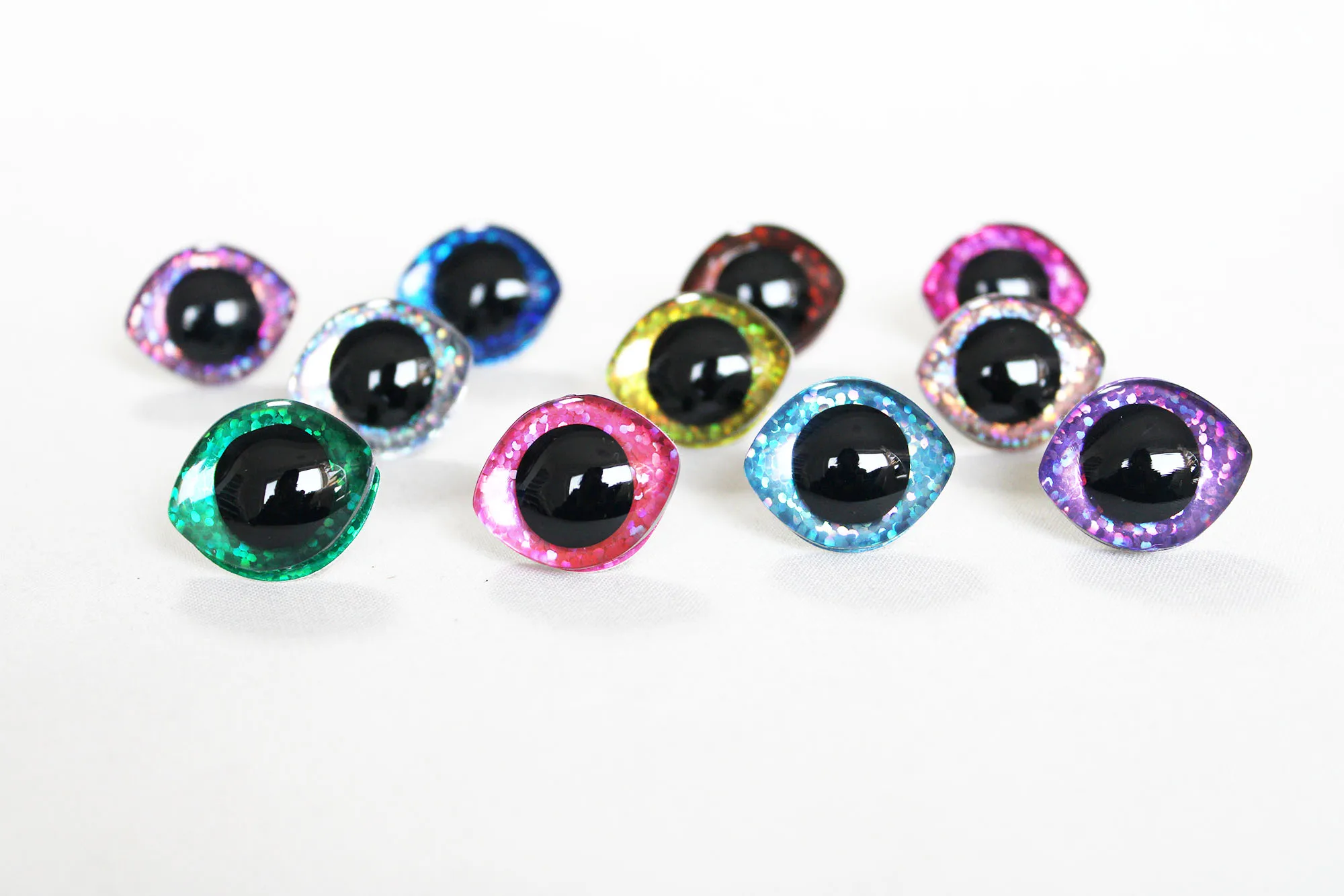 

20pcs/lot 20x23mm 23x28mm Oval shape 3D Glitter clear safety toy eyes with back washers--B11