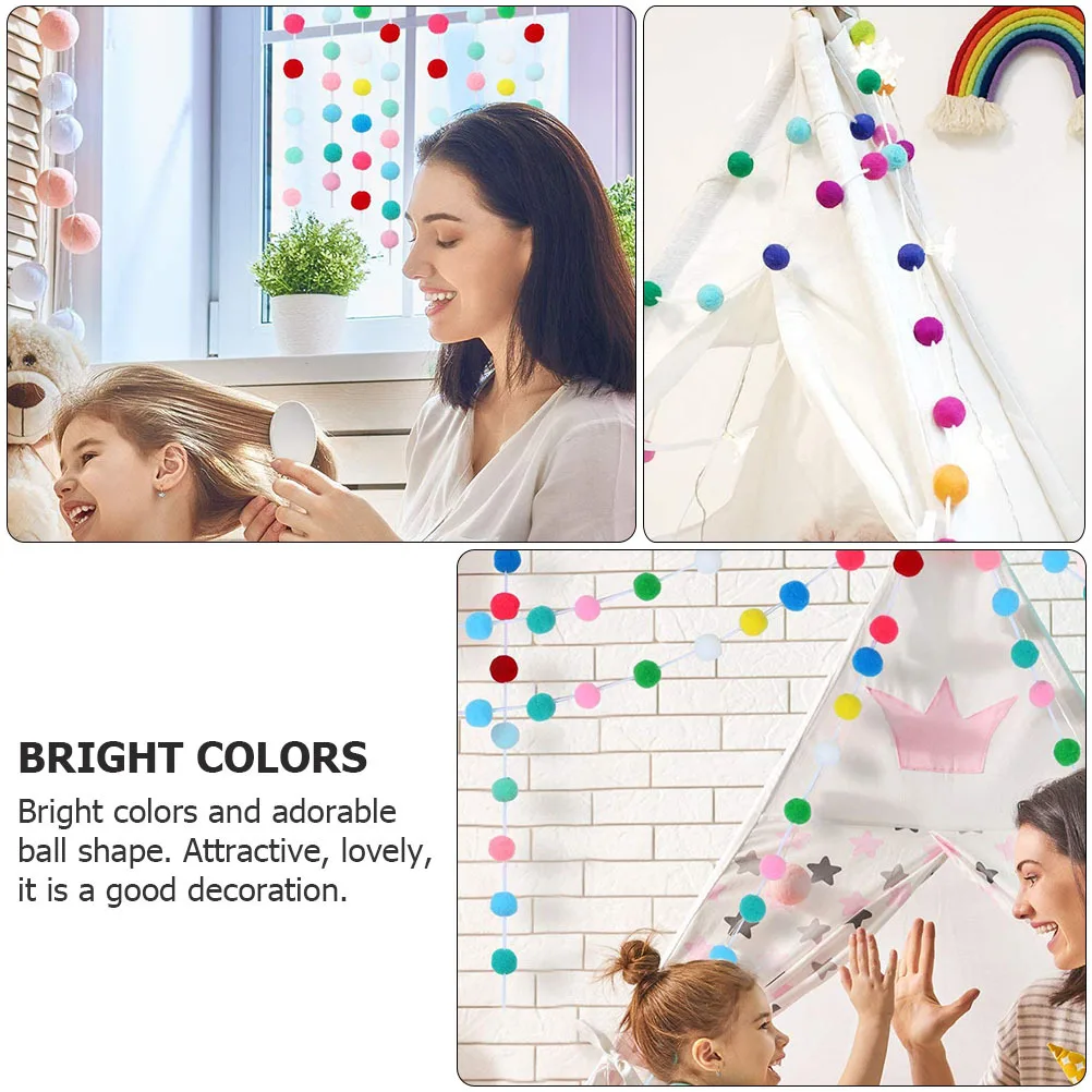 

2Pcs Colorful Balls String Wall Pendants Adorable Kids Room Decoration Furry Ball Pendant Ball Banner Wall Pendant