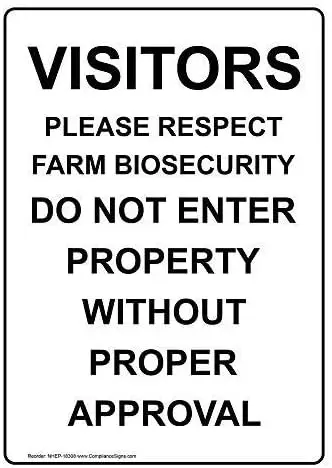 New Metal Sign Aluminum Sign Visitors Please Respect Farm Biosecurity for Outdoor & Indoor 12