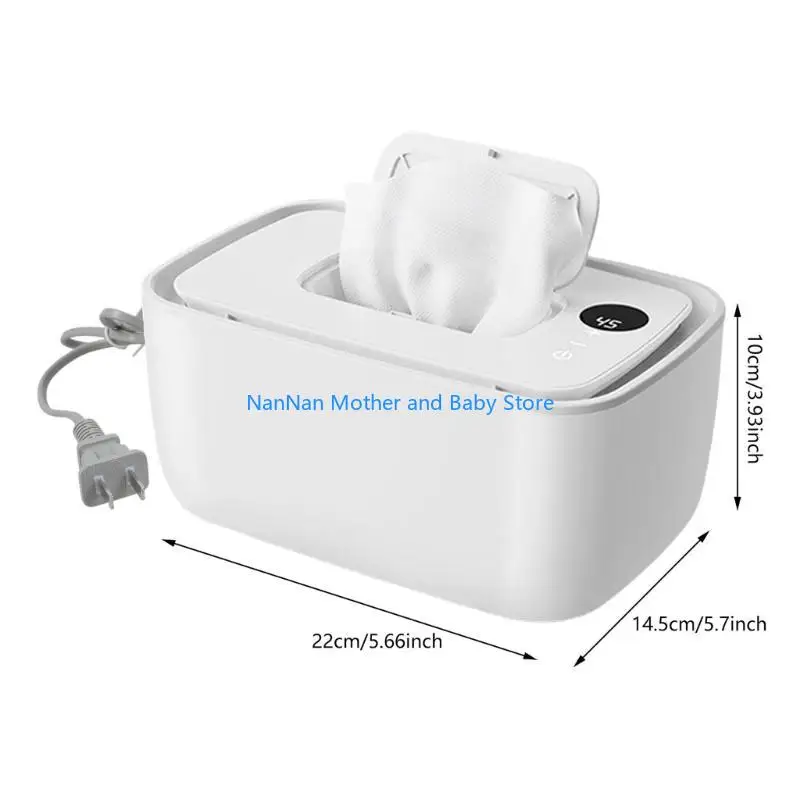 سخان واسع للمناديل المبللة للأطفال مع تحكم فعال في درجة الحرارة، حافة مستديرة آمنة وسعة تخزين 120 ورقة