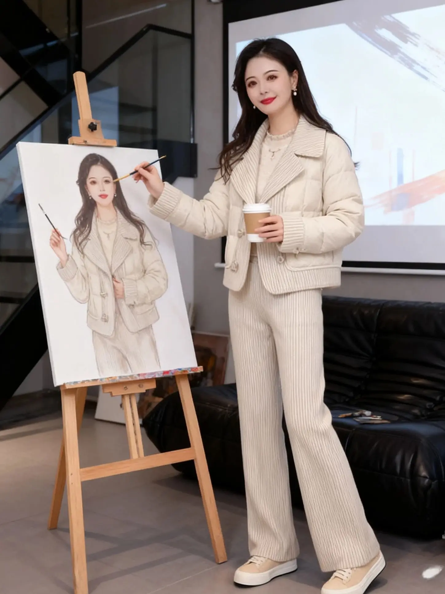 

Комплект женской одежды Chandoor: хлопковый жилет и брюки с высокой талией, модный двухсоставный костюм для осени и зимы, коллекция Age-Defng Trendy