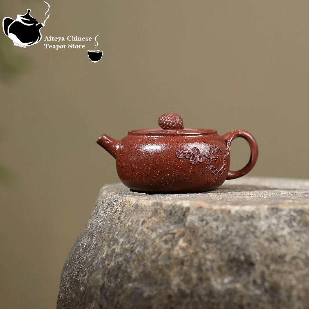 Yixing purple clay teapot, original ore, purple jade, gold sand, pine cone well railing, Kung Fu tea set, Chinese teapot