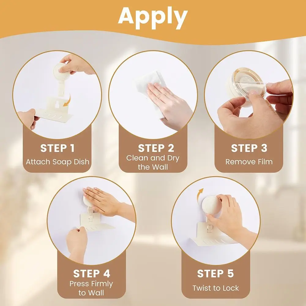 

Reusable Suction Cup Soap Dish for Shower Wall Mounted Gray Beige Soap Sponge Holder Drain Box No Punch Soap Rack Kitchen Sink