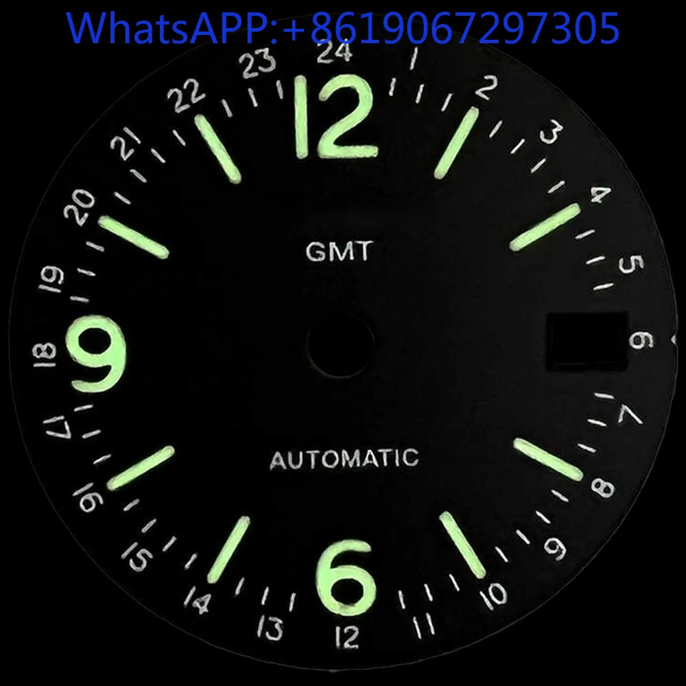 2025  Convex World Map Arabic GMT Watch Dial Suitable for NH35/36/34 Automatic Movement Green lume Creative nh35 case Mod Parts