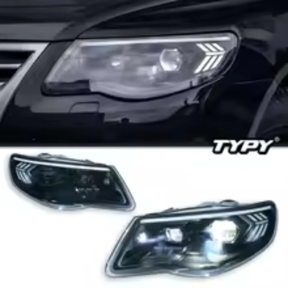 

Фара TYPY для VW Touareg, светодиодная фара 2007-2010, фары Touareg DRL, указатель поворота, дальний свет, линза проектора «ангельский глаз»