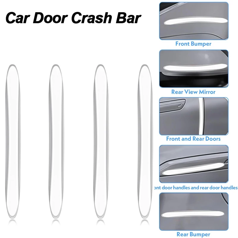 

4/8pcs Universal Silicone Car Door Protectors Trim Molding Anti-Collision Bumper Guard Protector Clear Strips Car Door Crash Bar
