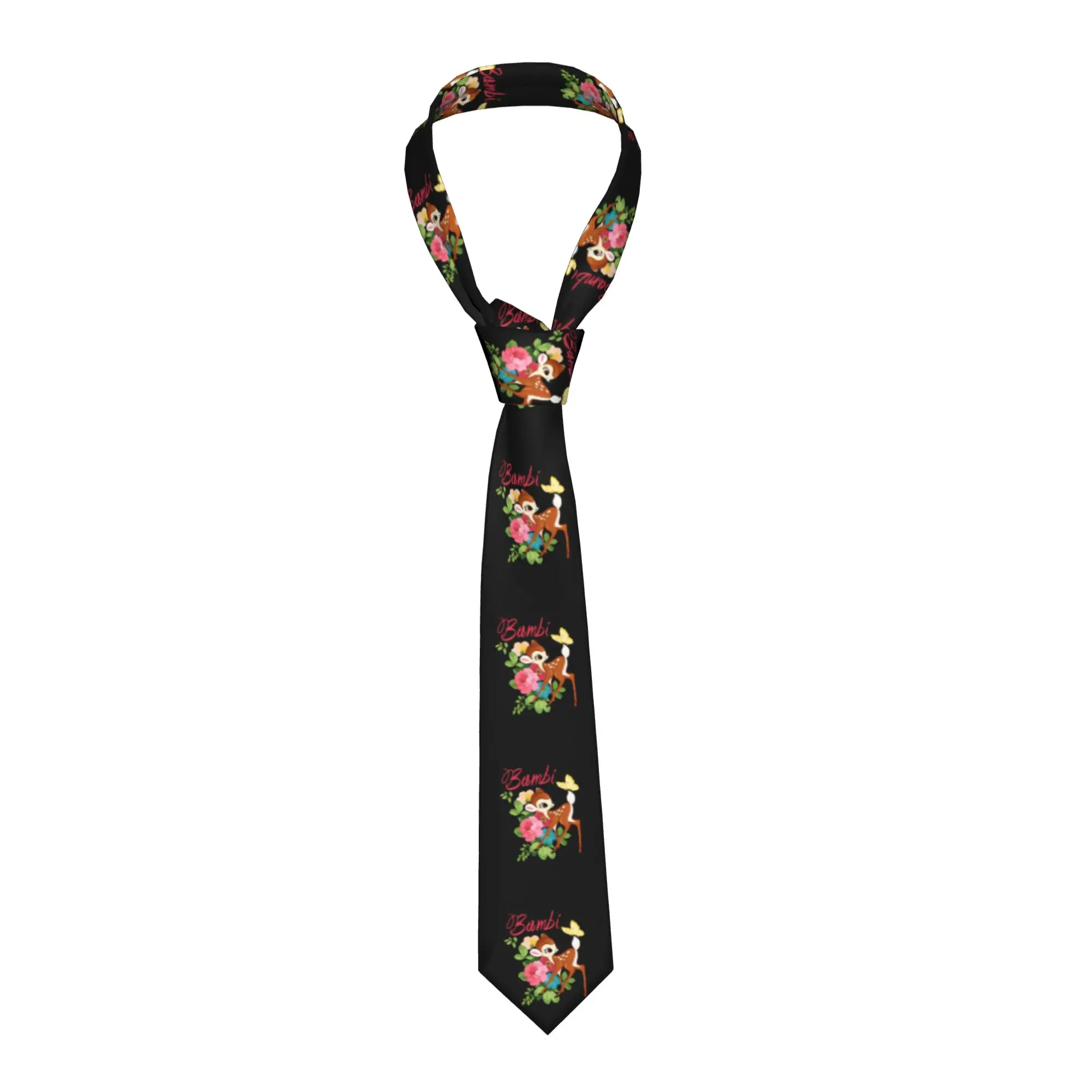 

Формальные галстуки с изображением милого оленёнка Бэмби из мультфильма, мужские, на заказ, шёлковые, в стиле аниме, деловые галстуки