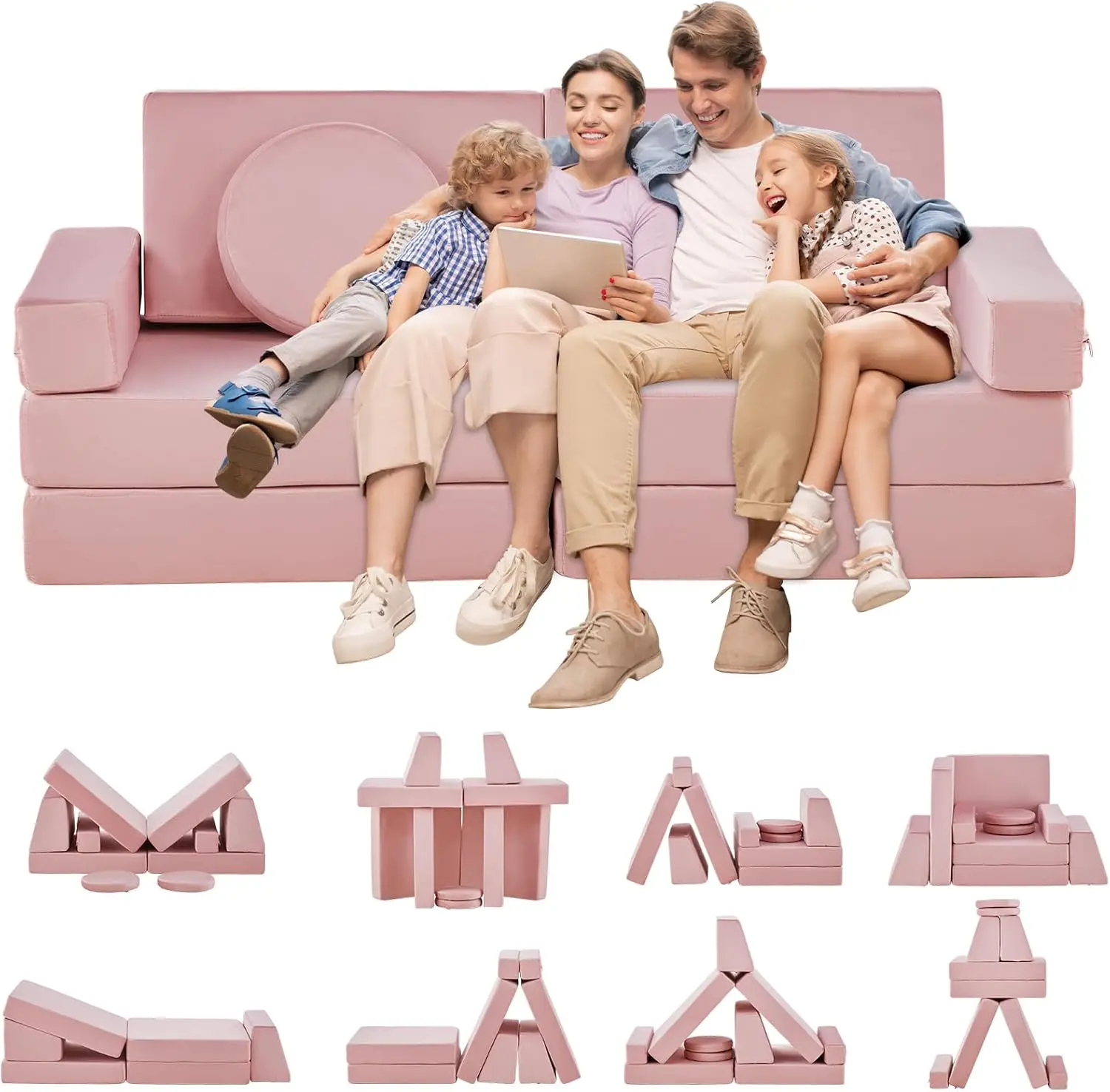 

Modular Kids Play Couch, Toddler Baby Playroom | Bedroom Furniture for Playing, Children's Combo Sofa, Convertible Kids So