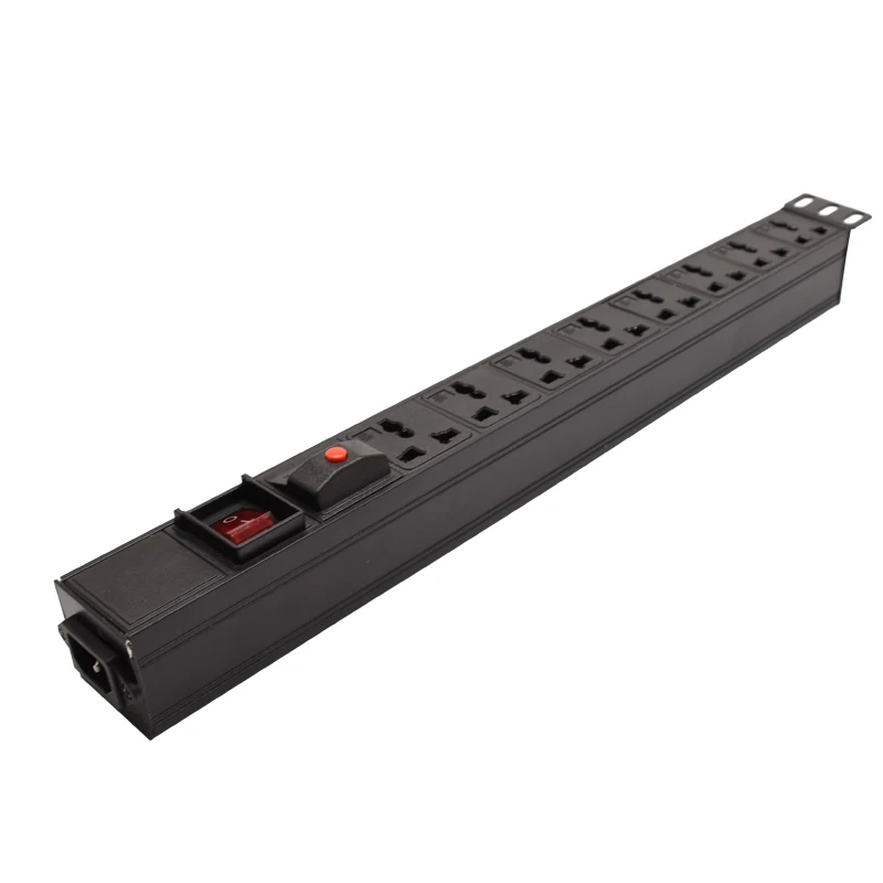 3500W 15A overload protection LED switch Aluminum 8 AC Universal Outlets Power Strip C13 Transfer interface Adapter PDU