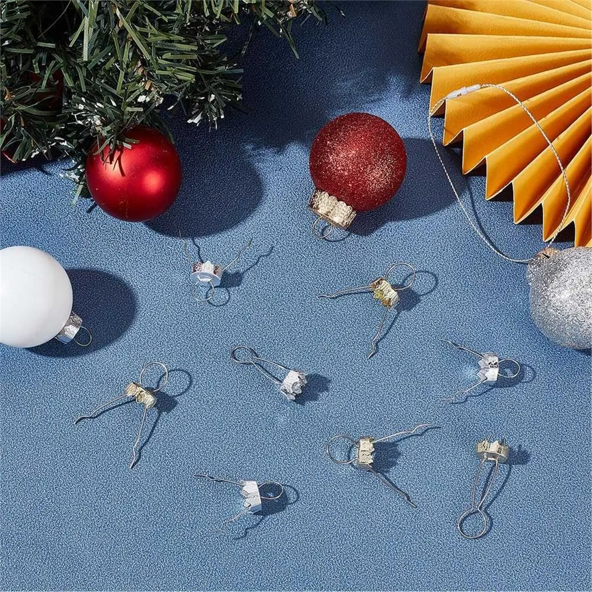 

НОВЫЕ 200 шт. колпачки для рождественских украшений из золота и серебра, алюминиевые вешалки для украшения елки своими руками