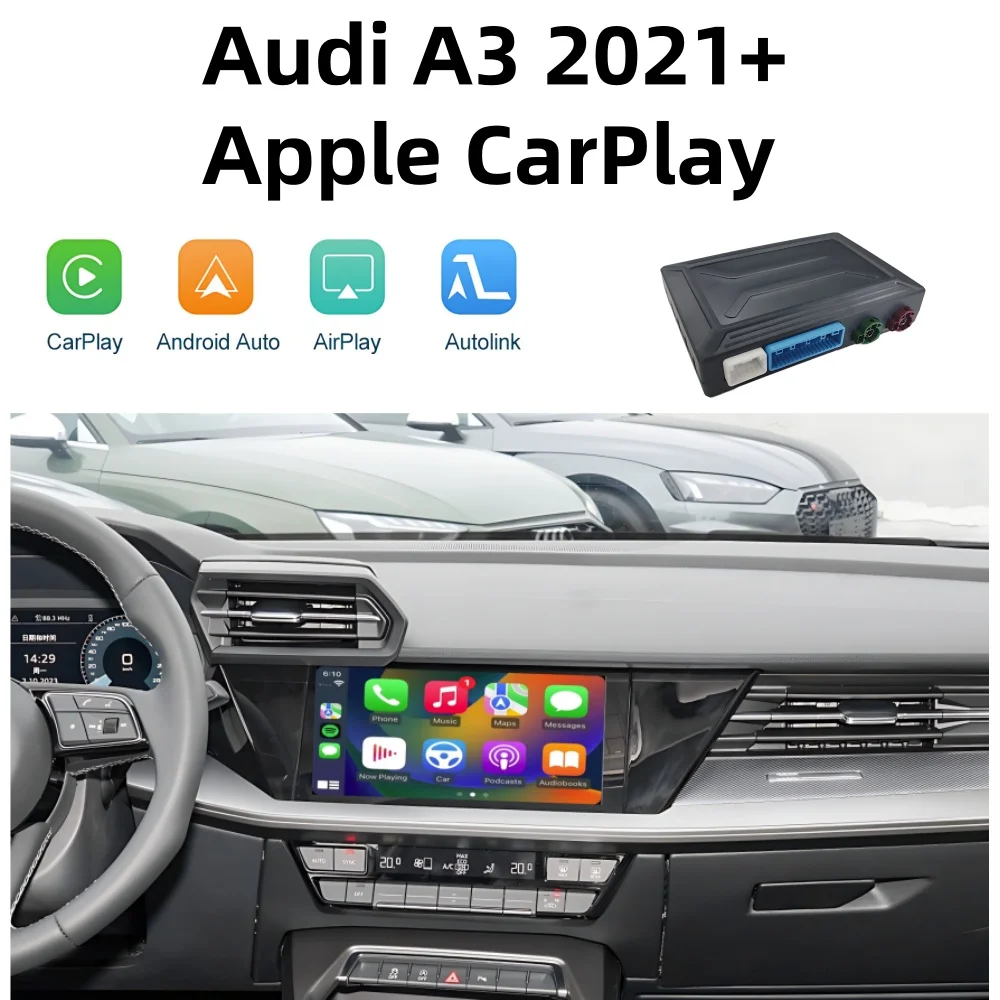 Wireless Apple CarPlay per Audi A3 Sistema MIB3 corrente 2021 Interfaccia Android Auto Plug and Play Telecamera posteriore per mirroring iPhone