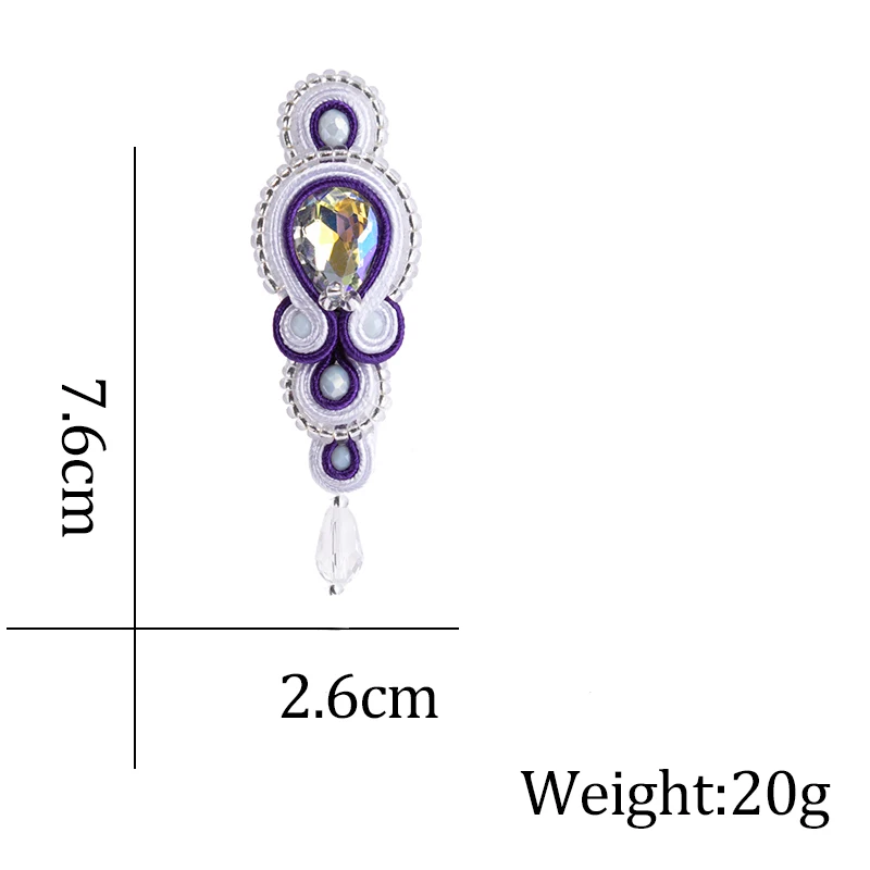 Soutache Earrings Fashion Handmade Weaving Delicate Woman Earring Soutache jewelry Crystal Accessories Dangle Earring Boho Trend