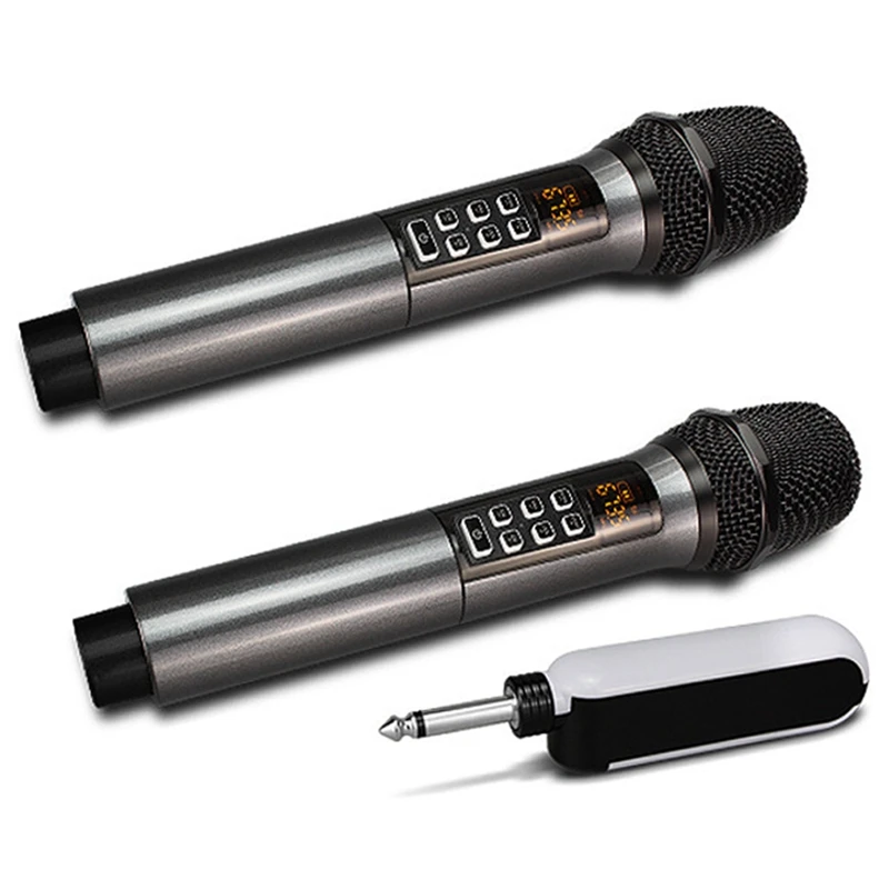 

Wireless Microphone, Rechargeable Cordless Microphone Karaoke Wireless Mic Dynamic UHF Handheld With Receiver