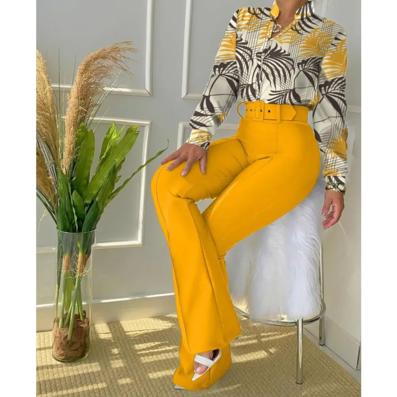 

Pants 2 Piece Sets Womens Outfits Fashion Versatile Casual Girdle Blouse Suit of Female Streetwear Autumn and Winter New 2025