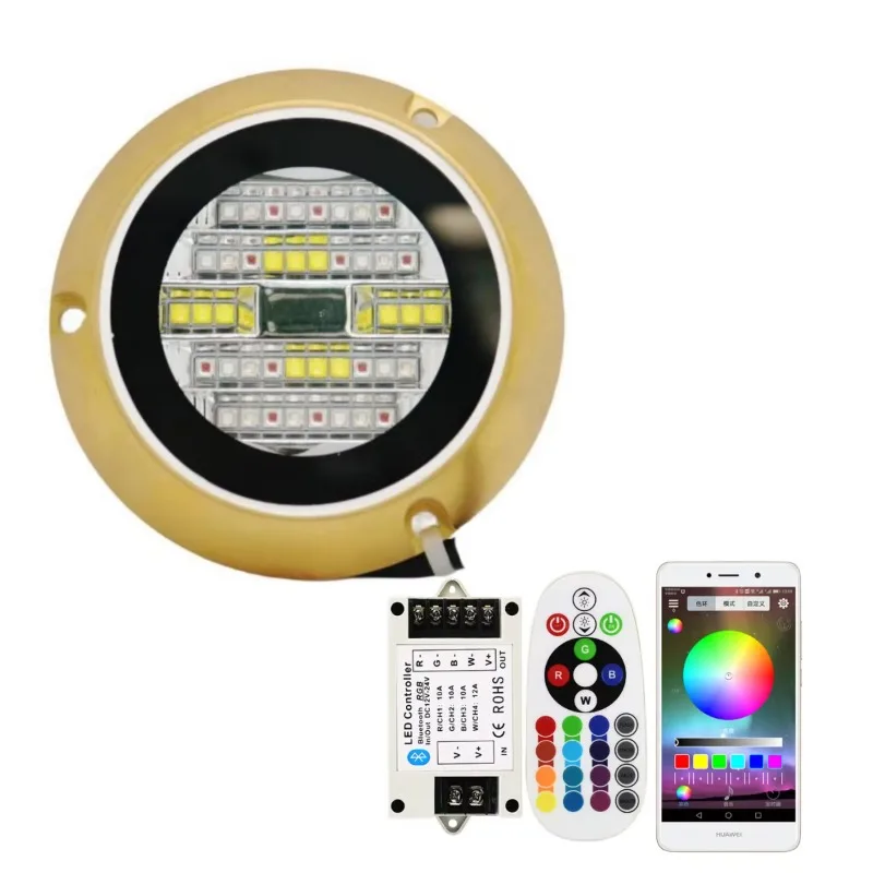 New Bronze Material DC12V DC24V 60W RGBW Light Emitting Diode Underwater Light