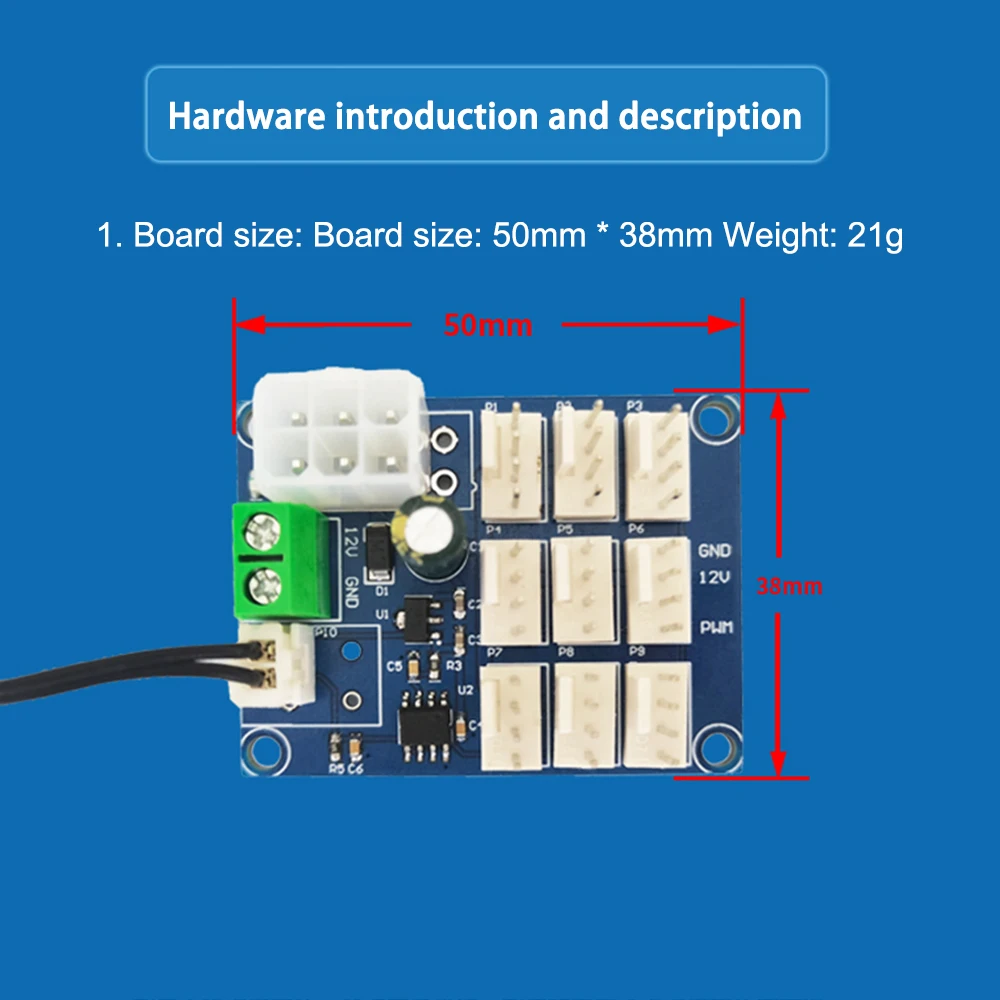 DC 12V 9-Way PWM Speed Controller Board Multi-channel Speed Regulator NTC Temperature Control Speed Moudle for PC CPU Cooler Fan