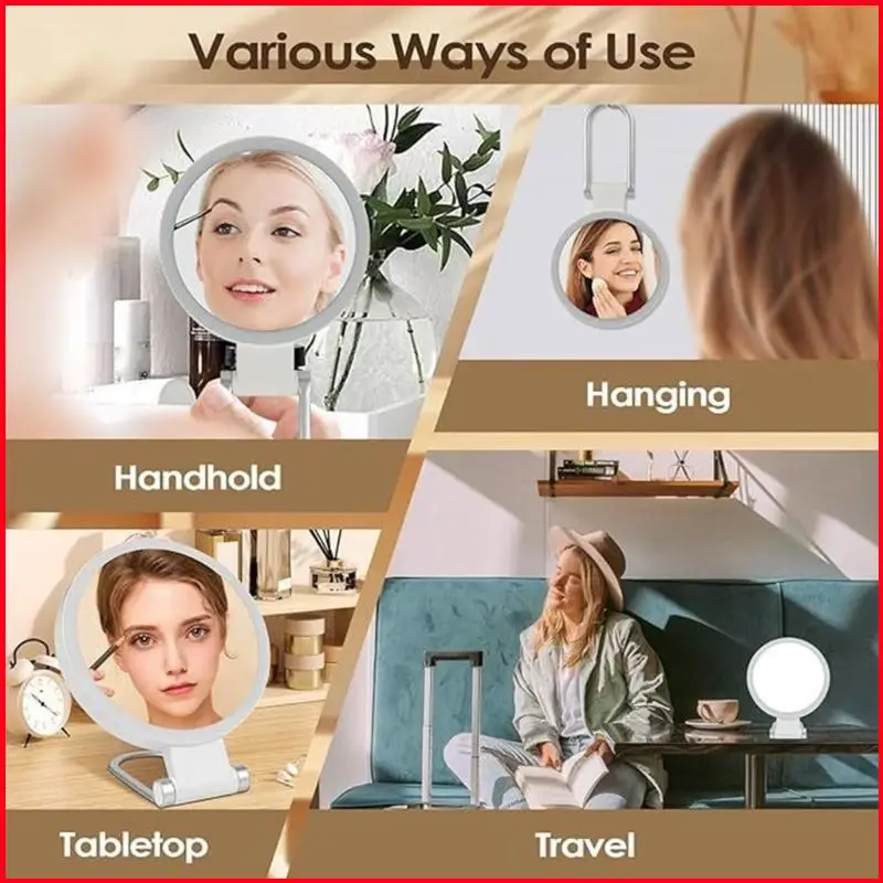 K92A Double Side Rechargeable Cosmetic Mirror with Magnification and Touch Control