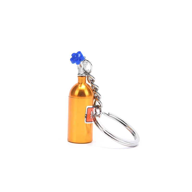 nitro keychain NOS Turbo Nitrogen Bottle Keychain Mini Metal Auto Pendant Keyfob Vehicle Keyrings Car Motorcycle Accessory Key