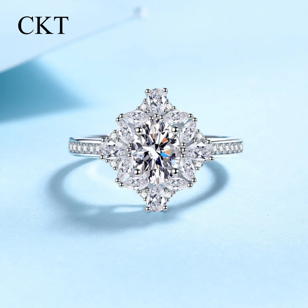 CKT 1ct Moissanite Ring in PT950 Platinum Elegant Women's Jewelry with Exquisite Craftsmanship Shiny & Durable Ideal Gift Choice