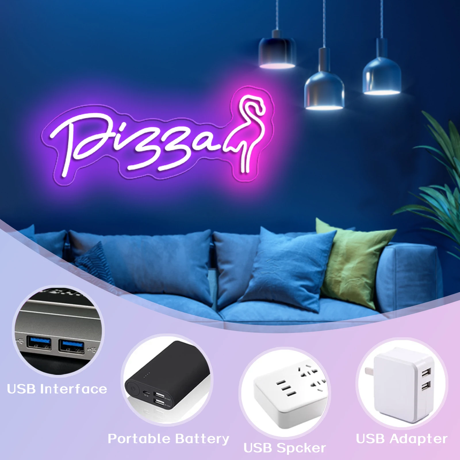 Enseigne au néon unique personnalisée, USB, lumière 62 LED brodée pour mariage, maison, décor de chambre à coucher, décor de saison, décor de Noël, enseigne personnalisée