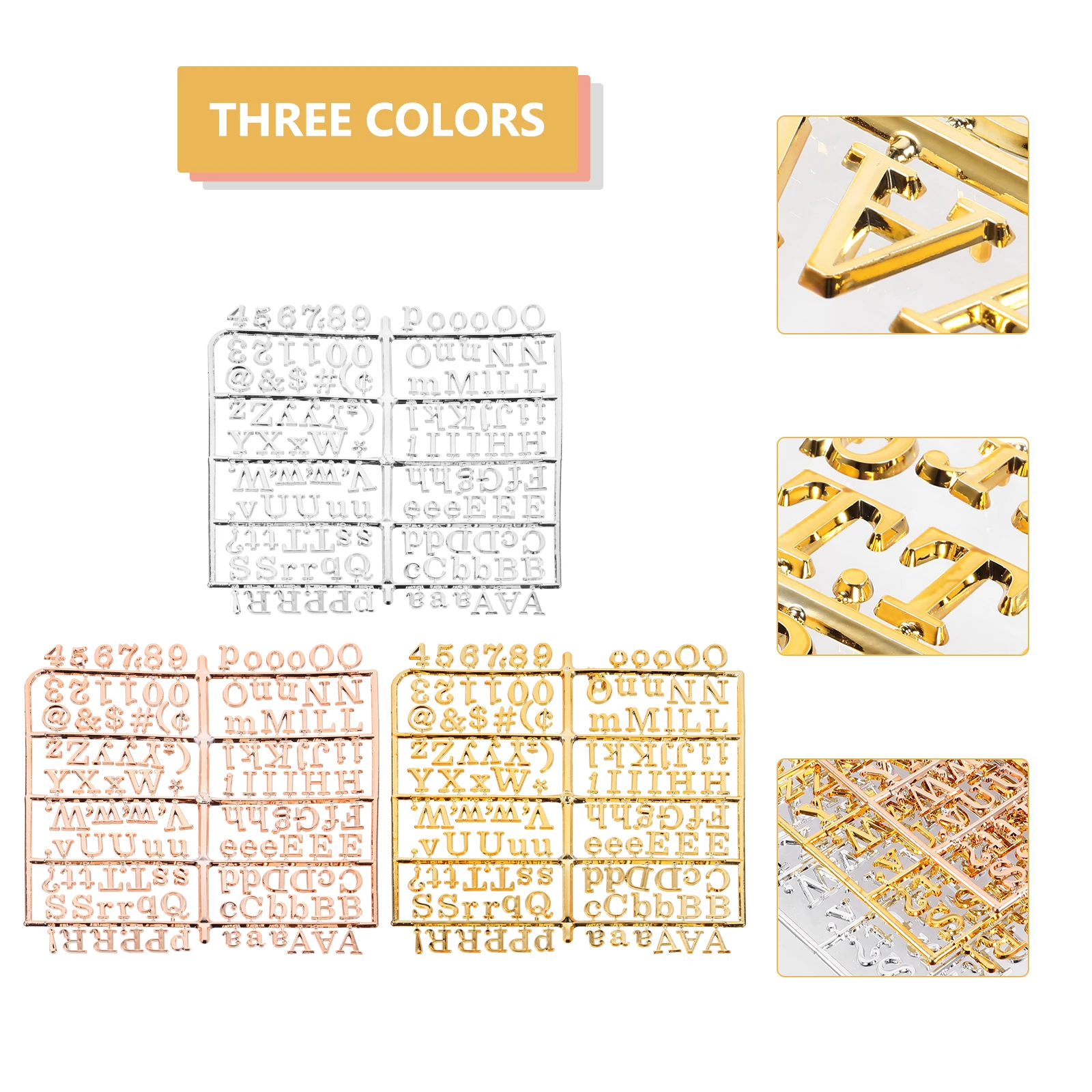 

3pcs Letter Board Set Felt Letters Gold Silver Rose Plastic Safe Home Office Decor Message Board Presentation Symbol