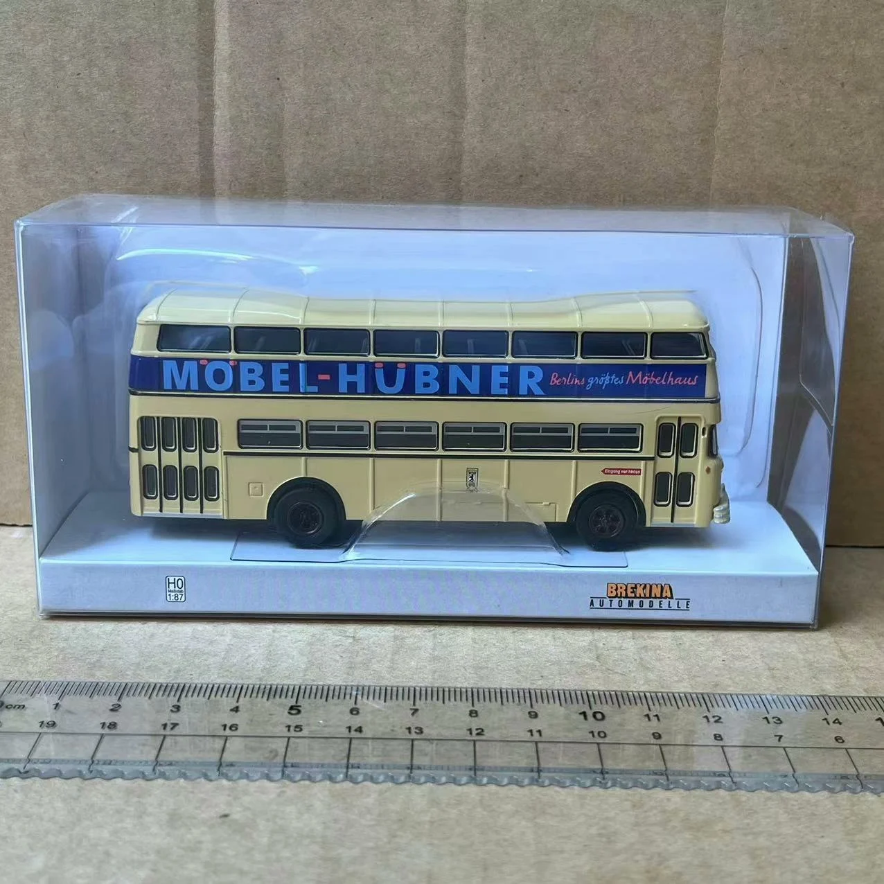 1:87 scala HO D2U BUS autobus a due piani modello di auto in plastica giocattolo plastica ornamento da collezione Souvenir giocattoli auto