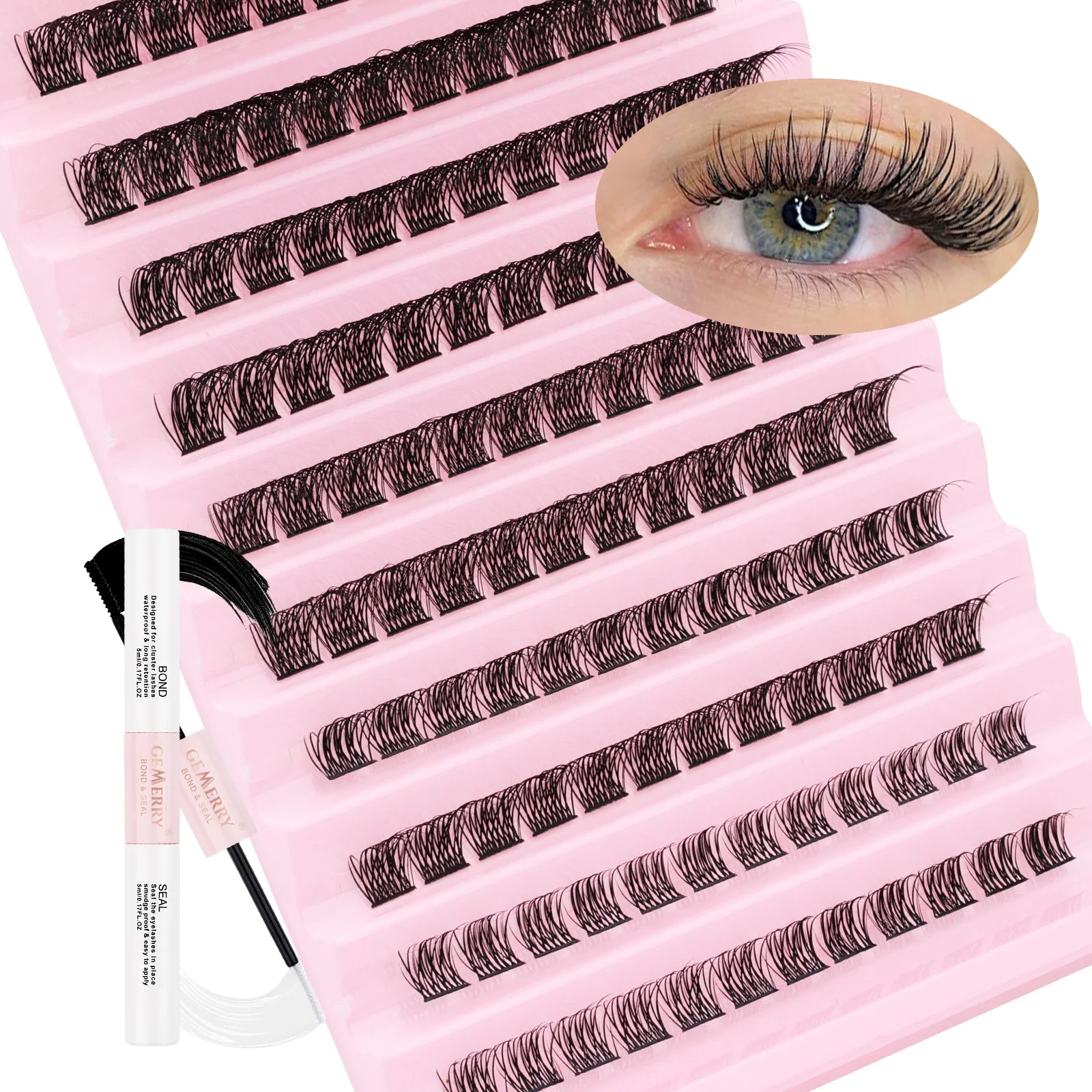 

GEMERRY Volume Eyelash Extensions, 8-16 mm, DIY Cluster Lashes, Individual Milk Eeylashes, D Curl, Fluffy Fake Lashes,Natural