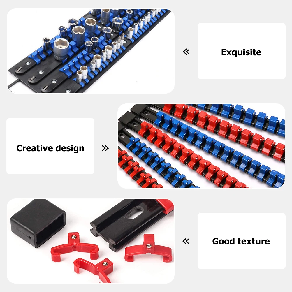 

6pcs Organizer 1/4” 3/8” 1/2” Plastic Iron Portable Socket Rail Holder Storage Rack For Toolbox Mechanics Socket Holders