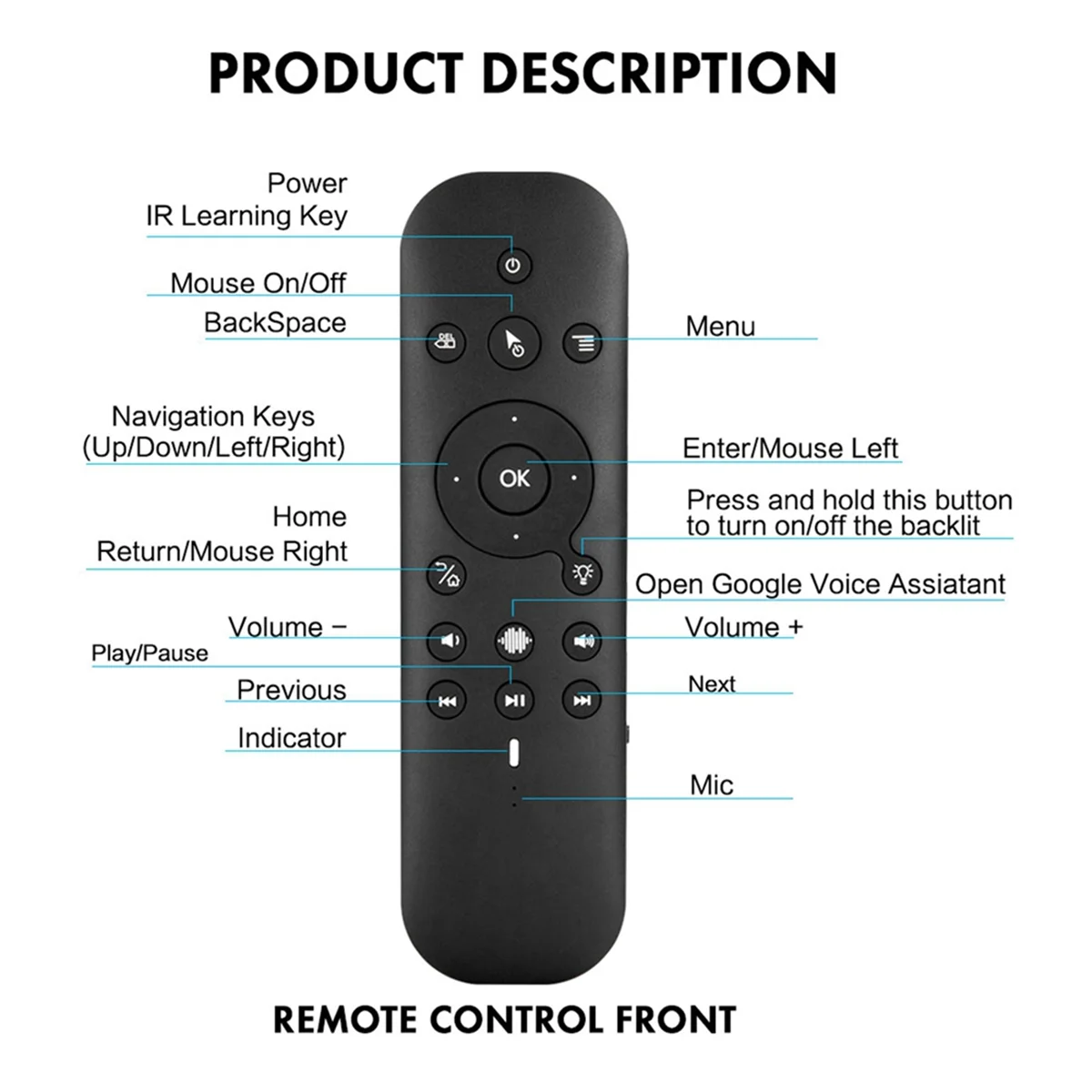Versi Rusia G60S Pro BT Remote Control Suara Nirkabel 2.4G BT5.0 Remote Control Suara Mode Ganda dengan Layar Sentuh & A22K