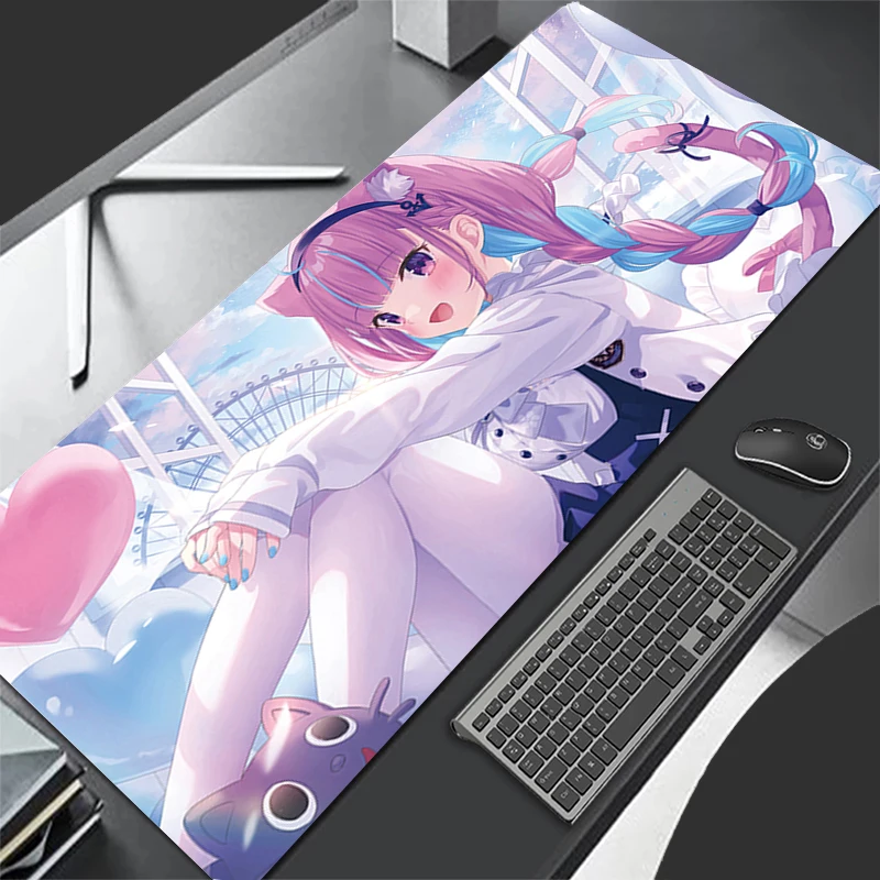 Mousepad Computer Gaming Accessories HD Keyboard Pad Office PC Rubber H-hololive Minato Aqua Mouse Pad Decoracion Desk Mouse Mat